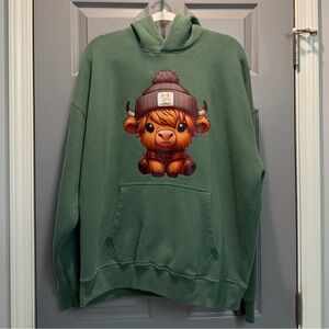Abercrombie & Fitch Soft Green Hoodie Highland Cow
